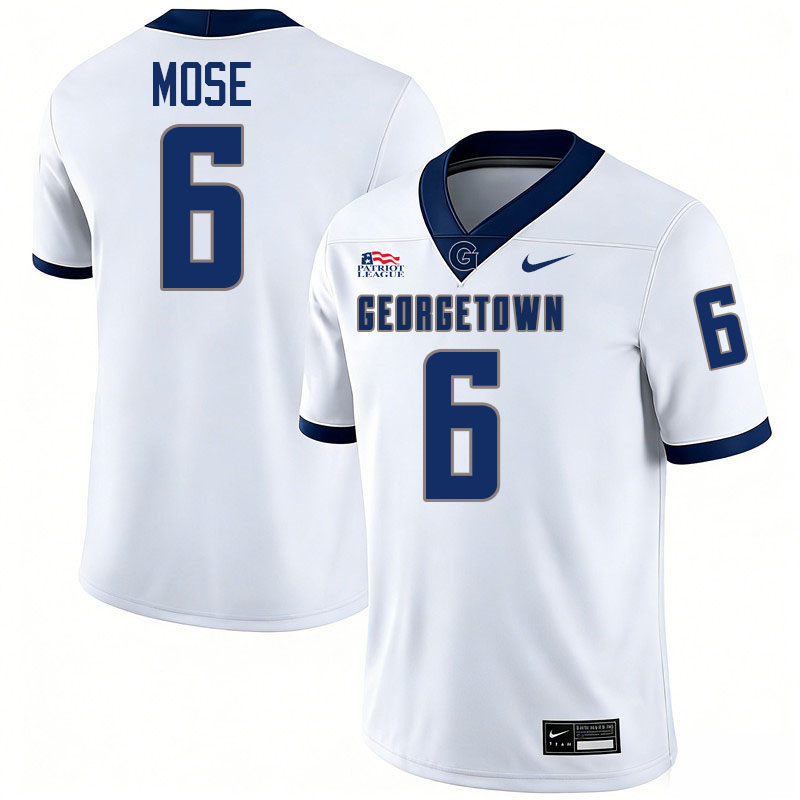 Georgetown Hoyas #6 Naiteitei Mose College Football Jerseys,Uniforms-White